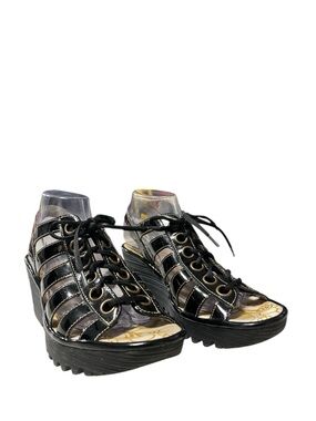FLY LONDON Yito Patent Leather Wedge Sandals